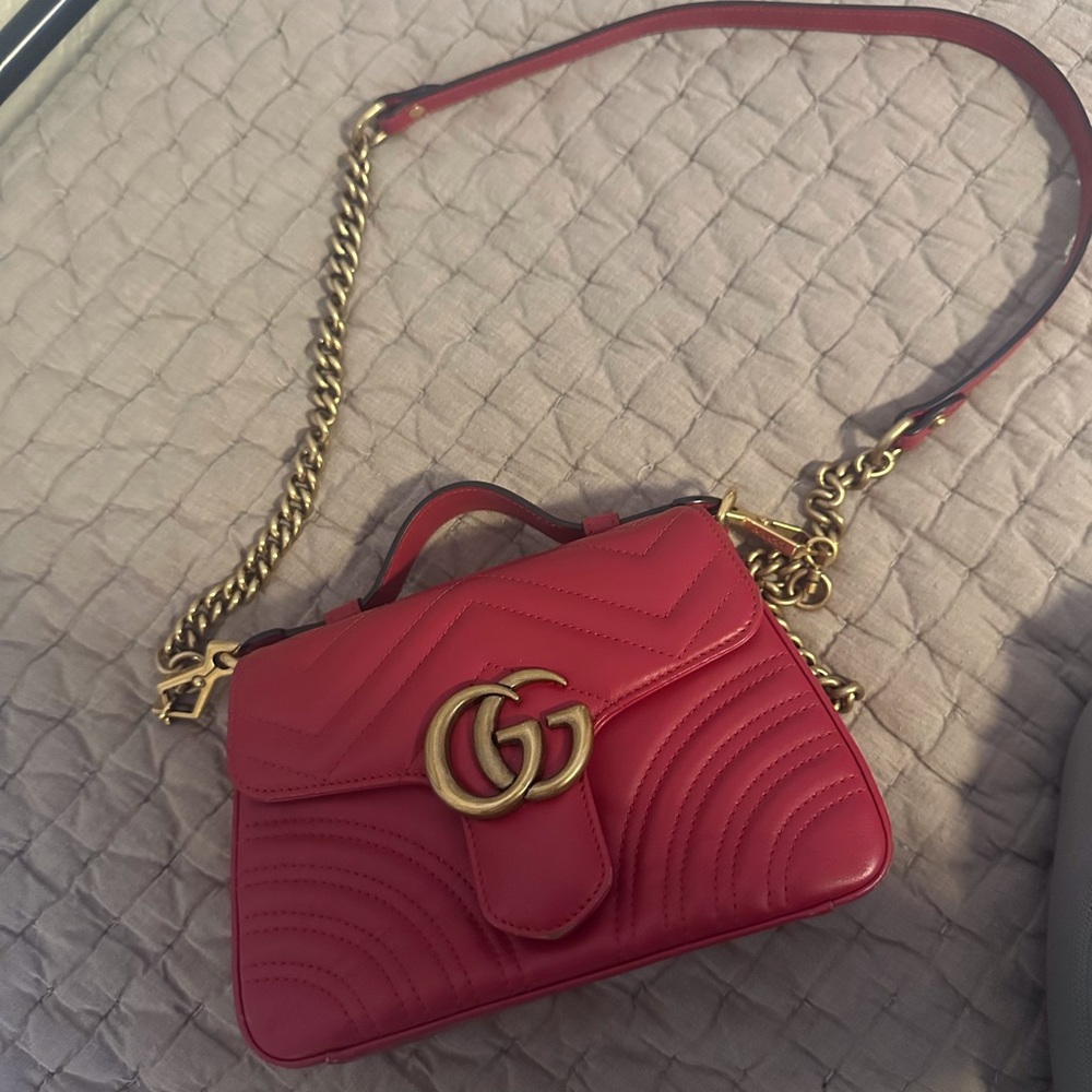 Authentic leather  GG marmot Mini top handle bag